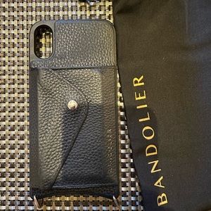 Black pebbled leather Bandolier iPhone XR case.